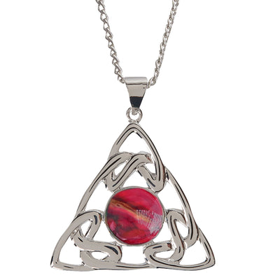Triangle Celtic Silver Plated Heathergem Pendant